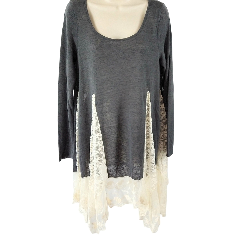 Entro Charcoal and Ivory Lace Tunic - Picture 2 of 9